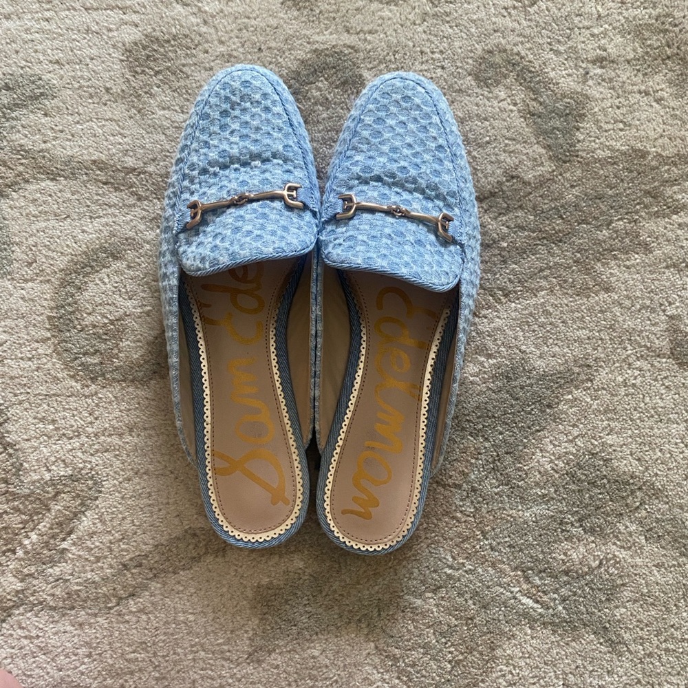 Sam Edelman Light Blue Textured Loafers